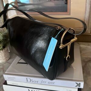 NWT Tiffany & Fred horse bit Black Leather Shoulder Bag